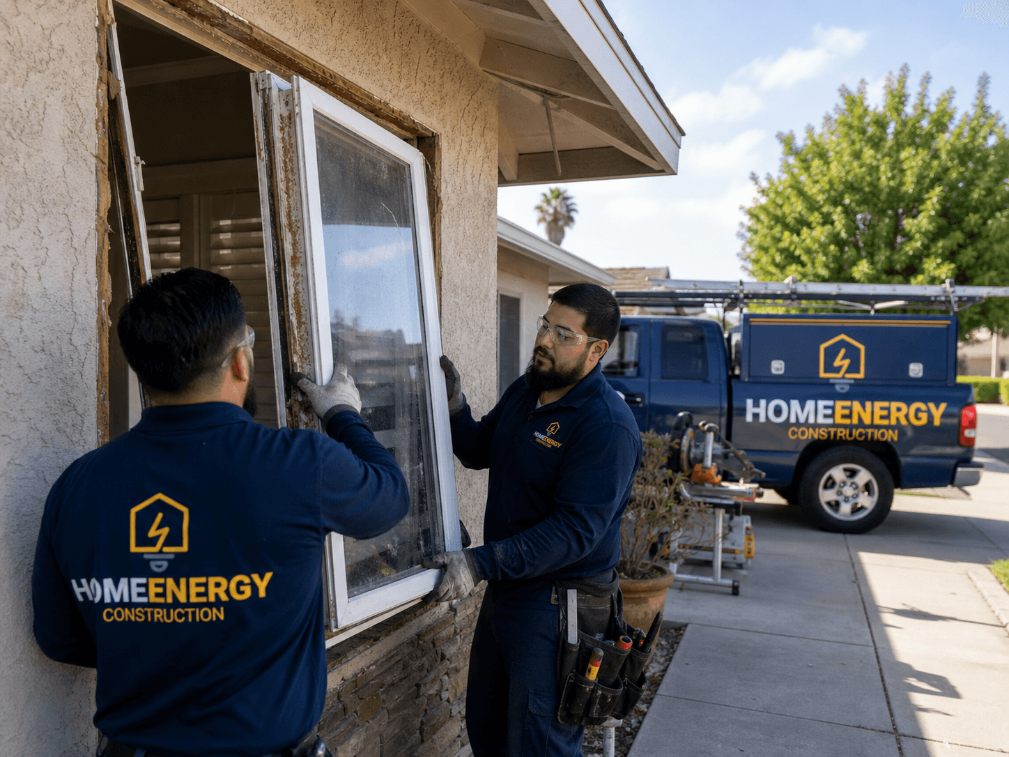 HEC install crew at work on a Fresno home